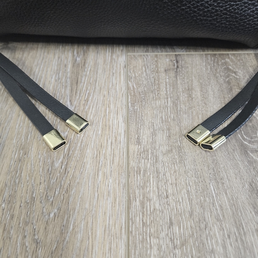 Olivia & Joy Faux Leather Multi Zipper Large Shoulder Bag Tote Black Women's - Picture 4 of 14